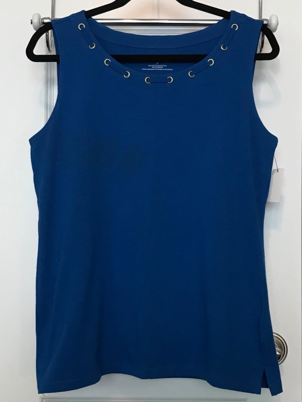 NWT Talbots round neck bright navy tank with grommet details (M)